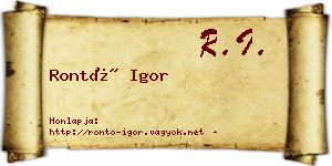 Rontó Igor névjegykártya